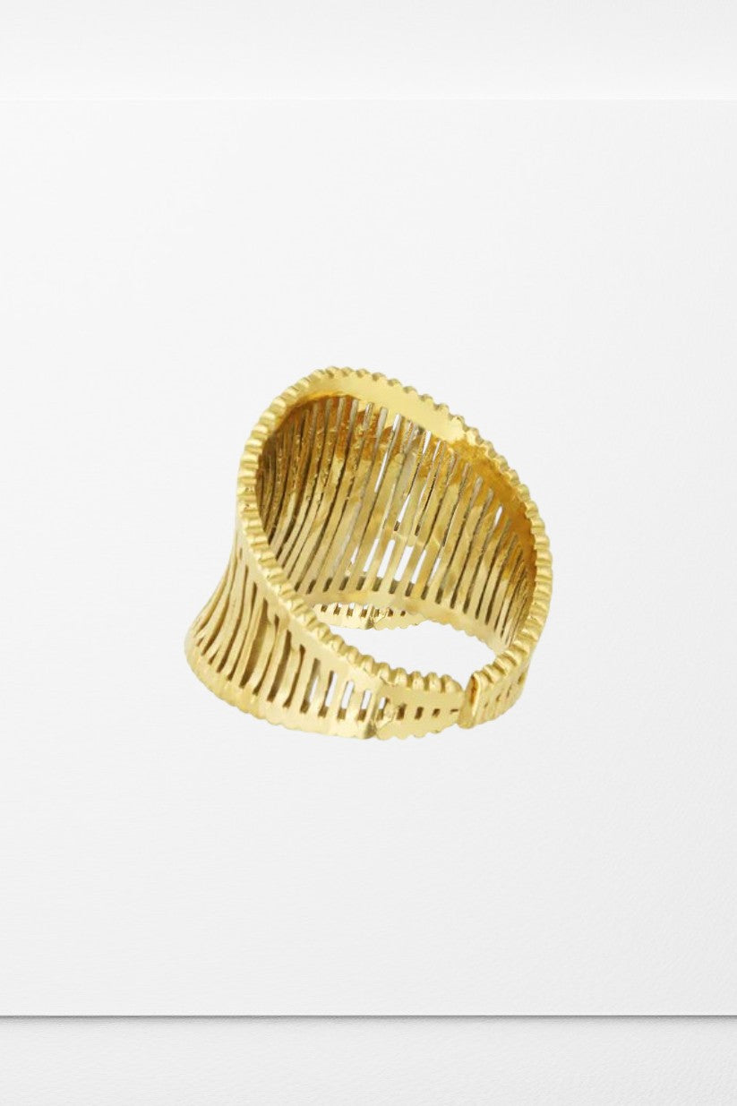 Asta – Bred forgyldt ring med skulpturelt design